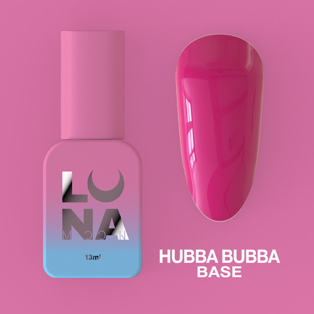 Камуфляжная база для ногтей LunaMoon Base Hubba Bubba в малиновом оттенке, 13 мл