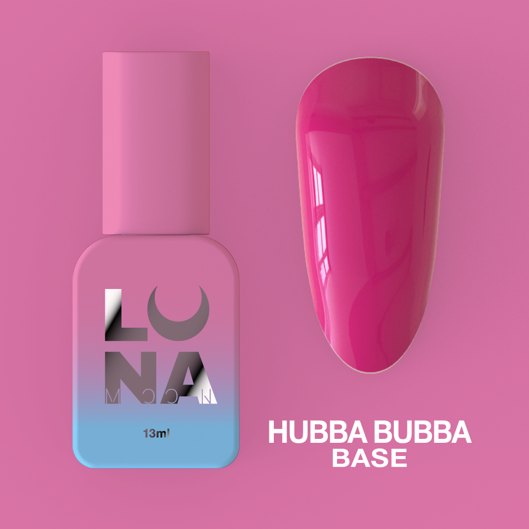 Камуфляжная база для ногтей LunaMoon Base Hubba Bubba в малиновом оттенке, 13 мл