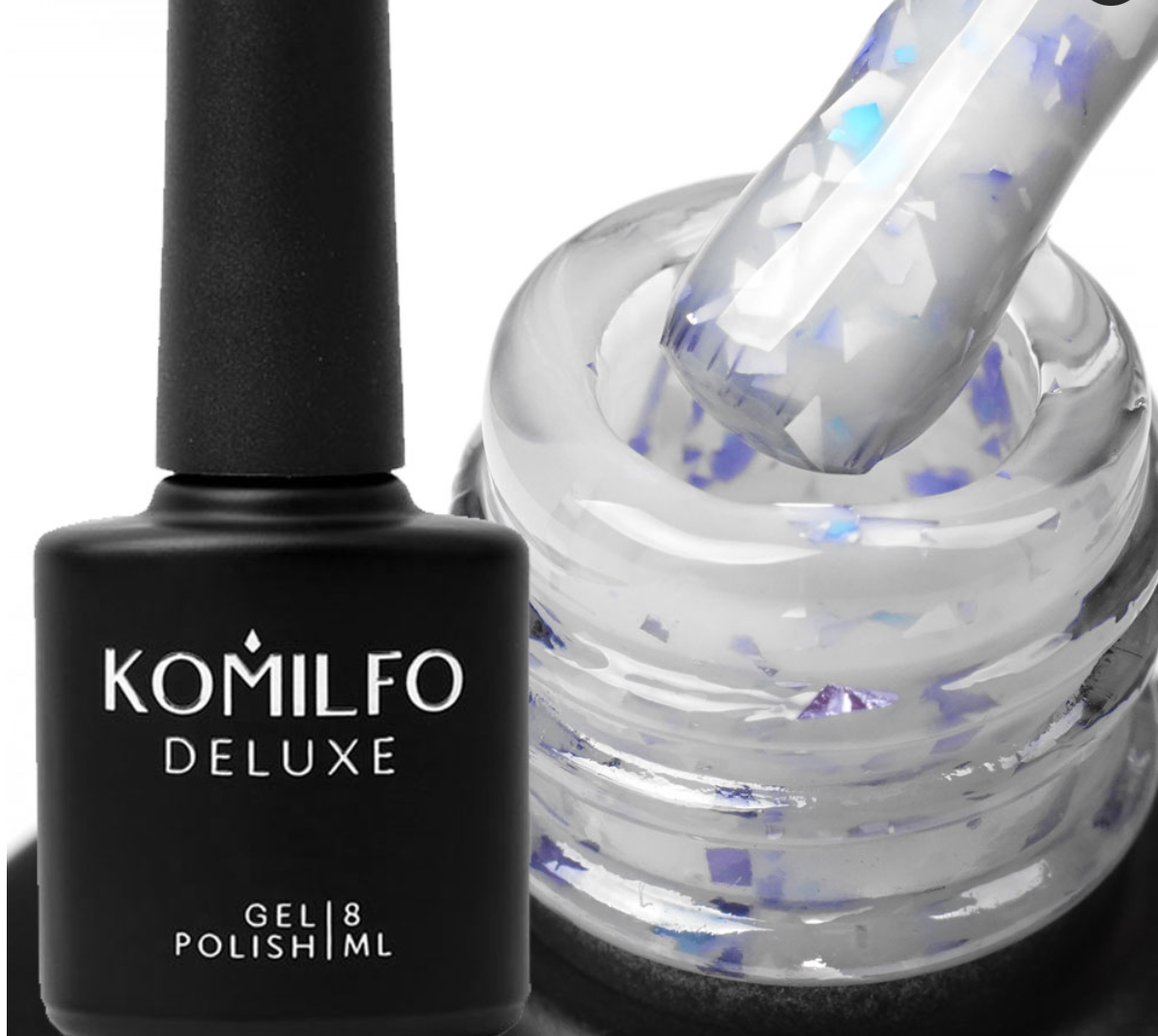 KOMILFO POTAL BASE P013 (молочно-серый с различными цветными частицами), 8 мл