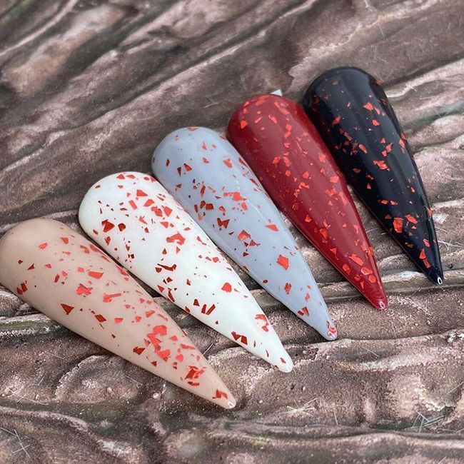 Топ для гель-лака Saga Professional Leaf Red красные хлопья без липкого слоя, 8 мл