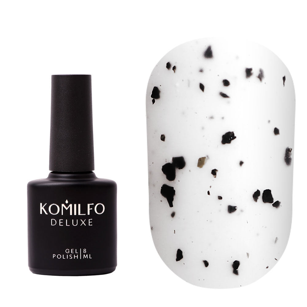 KOMILFO NO WIPE MATTE SPOTTY TOP – МАТОВЫЙ ТОП БЕЗ ЛИПКОГО СЛОЯ С РВАНОЙ КРОШКОЙ, 8 МЛ
