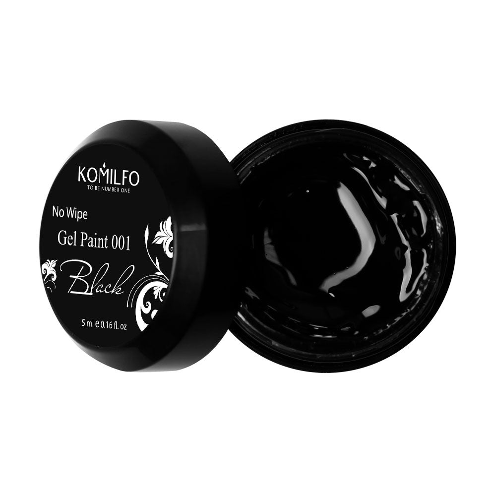 ГЕЛЬ-КРАСКА БЕЗ ЛИПКОГО СЛОЯ KOMILFO NO WIPE GEL PAINT BLACK 001 (ЧЕРНЫЙ), 5 МЛ