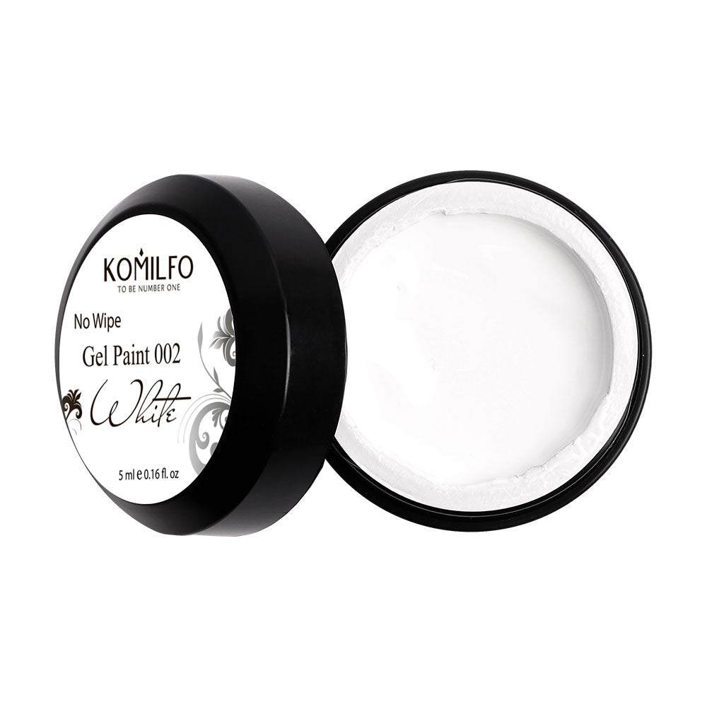 ГЕЛЬ-КРАСКА БЕЗ ЛИПКОГО СЛОЯ KOMILFO NO WIPE GEL PAINT WHITE 002 (БЕЛАЯ), 5 МЛ