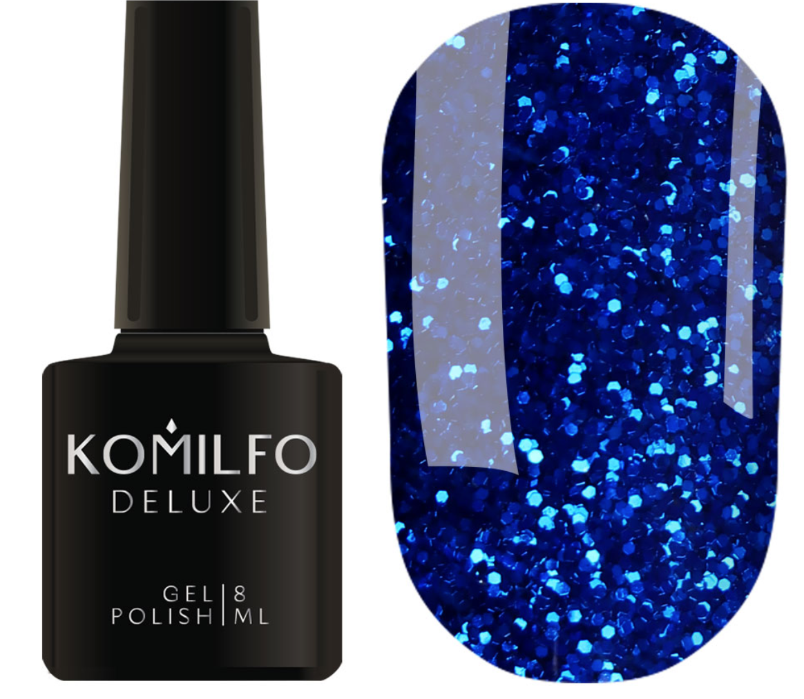 ГЕЛЬ-ЛАК KOMILFO STARDUST GLITTER 007 (СИНИЙ С БЛЕСТКАМИ), 8 МЛ