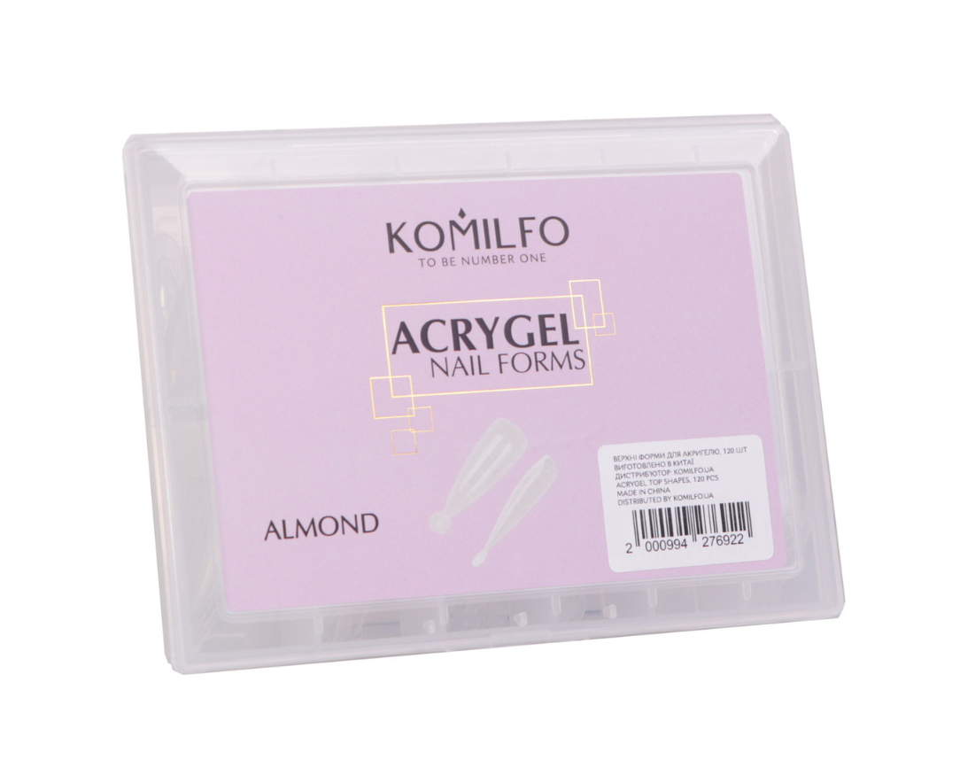 Формы для наращивания ногтей Komilfo Acry Gel Top, миндальные. Верхние формы для наращивания, миндальные, 120 шт.