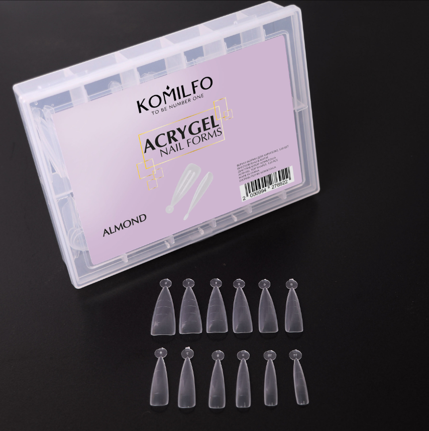 Формы для наращивания ногтей Komilfo Acry Gel Top, миндальные. Верхние формы для наращивания, миндальные, 120 шт.