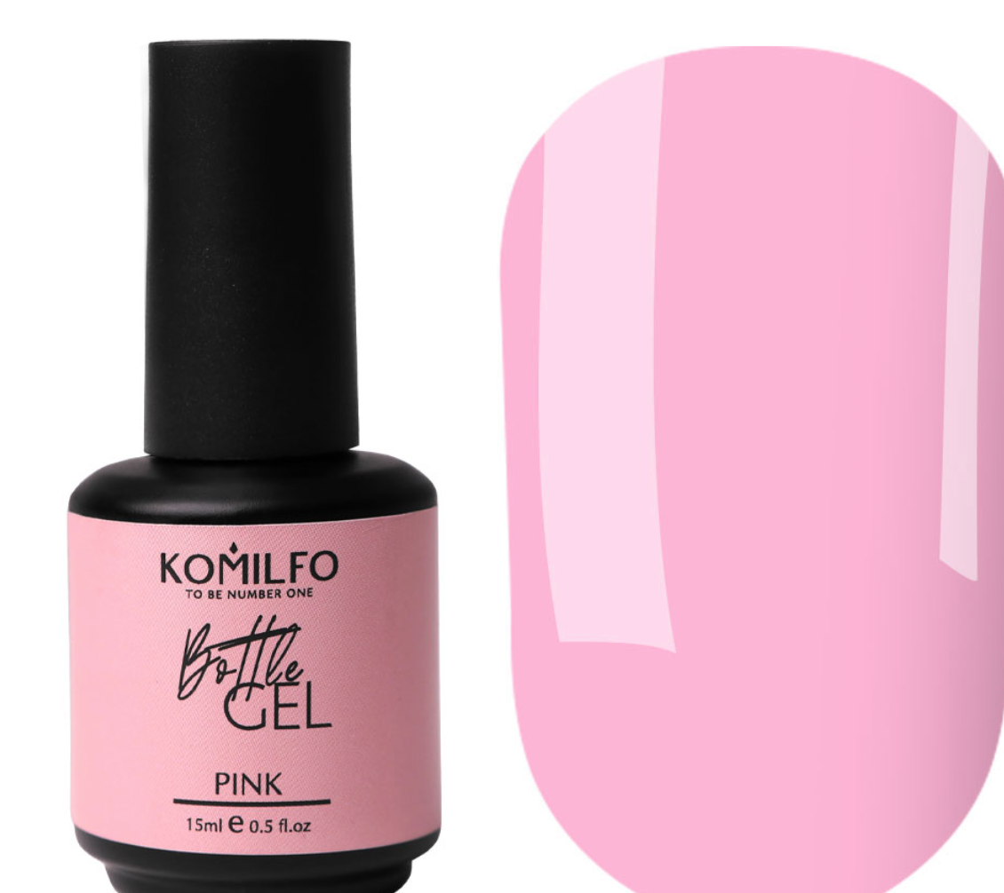 Флакон-гель Komilfo Pink, 15 мл, с кисточкой