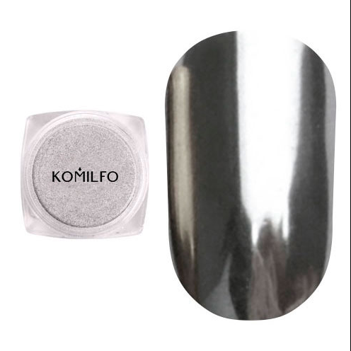 Зеркальная пудра Komilfo № 001, серебристая, 0,5 г