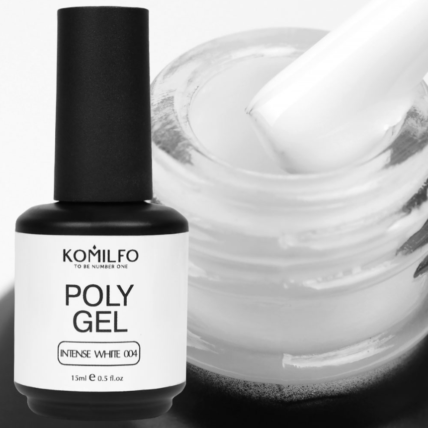 Komilfo PolyGel 004 Intense White, 15 ml (гель для ногтей)