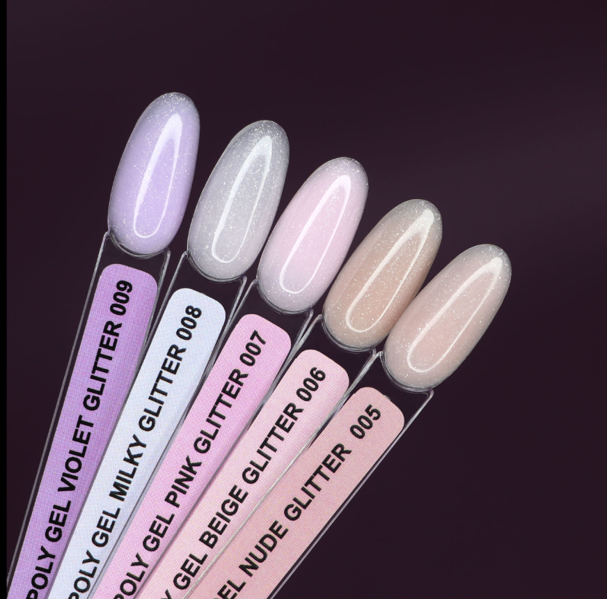 Komilfo PolyGel 005 Nude Glitter, 15 мл (с шиммером)(гель для ногтей)