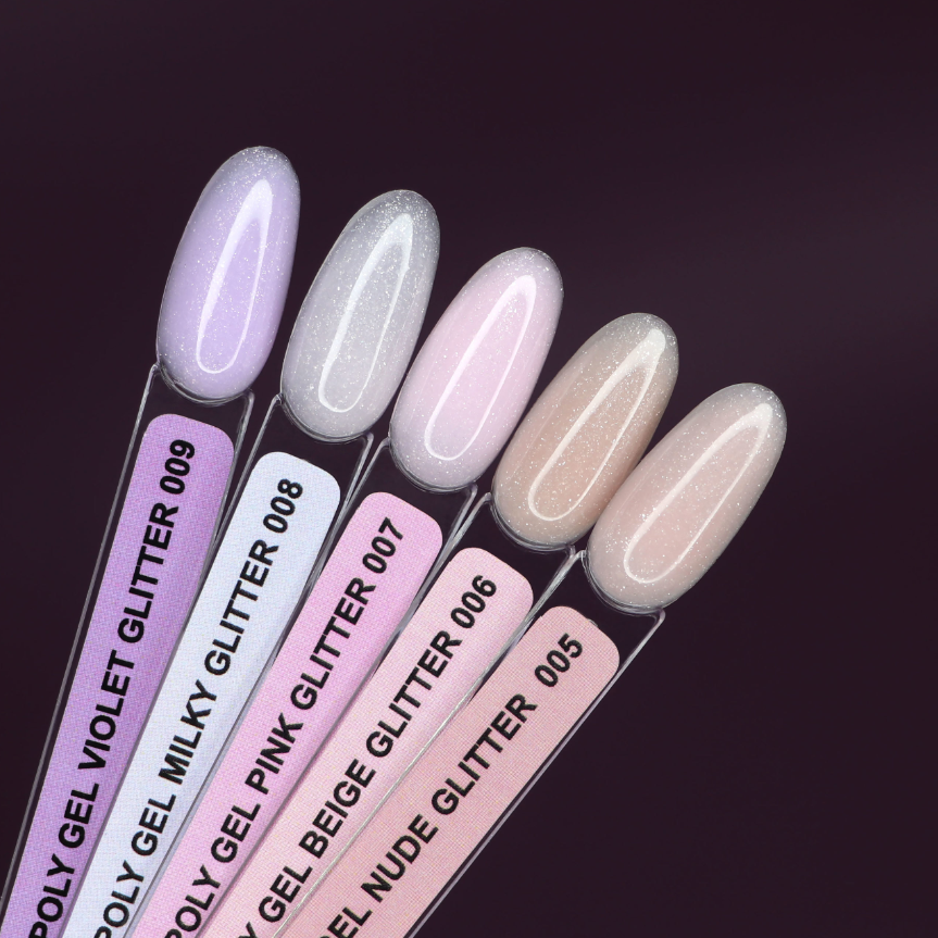 Komilfo PolyGel 009 Violet Glitter, 15 мл (с шиммером)