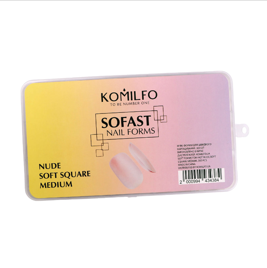 Формы для ногтей Komilfo SoFast, мягкие, квадратные, средние, 300 шт.
