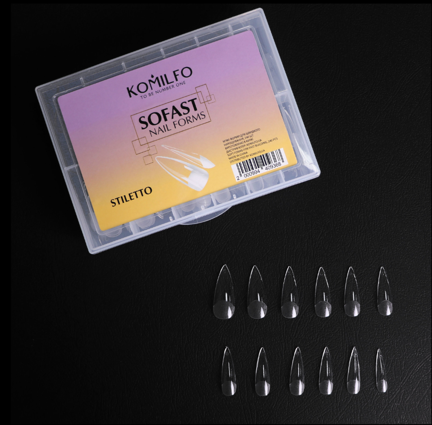 Формы для ногтей Komilfo SoFast Stiletto, 240 шт.