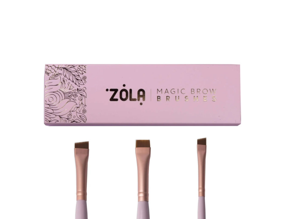 ZOLA Набор светло-розовых кистей для окрашивания бровей MAGIC BROW BRUSHES professional