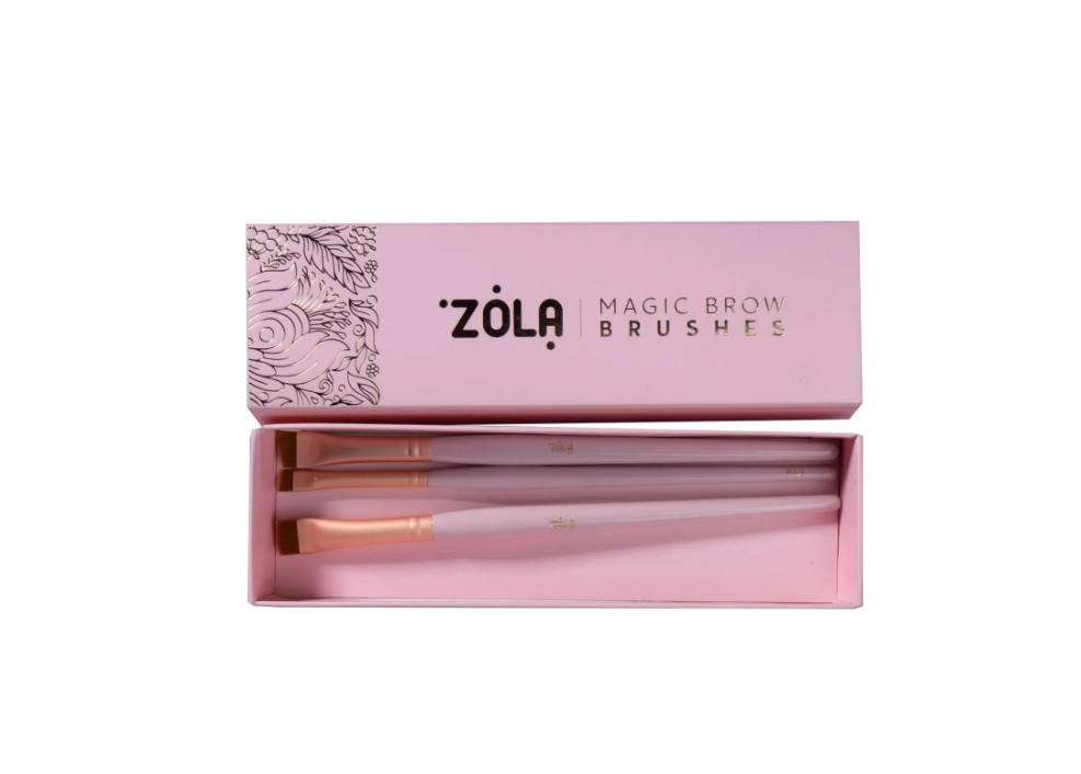 ZOLA Набор светло-розовых кистей для окрашивания бровей MAGIC BROW BRUSHES professional